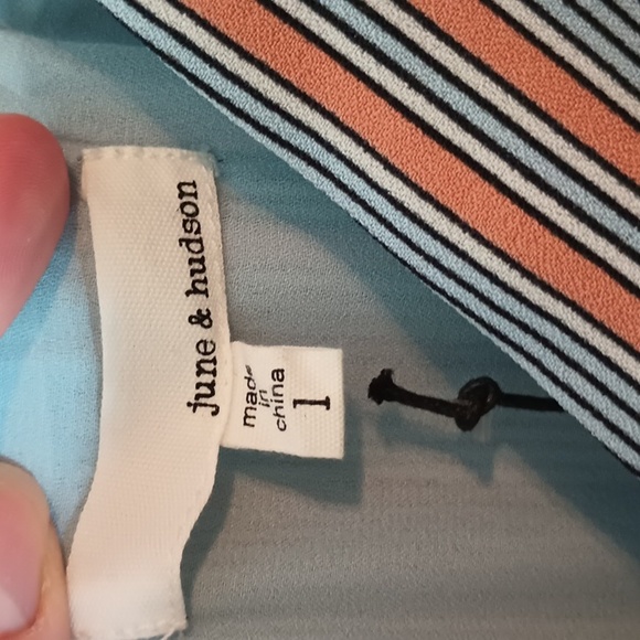 NWT June & Hudson blue & orange stripe jumper spring brunch summer casual - Picture 6 of 7